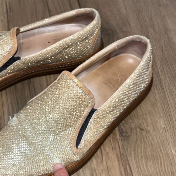 Brunello Cucinelli Metallic Gold Slip On Loafers Womens shoes 37.5 - Picture 5 of 10